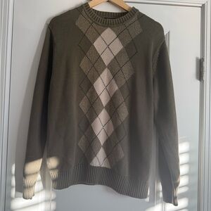 Dockers Men's Olive Argyle Crewneck Sweater